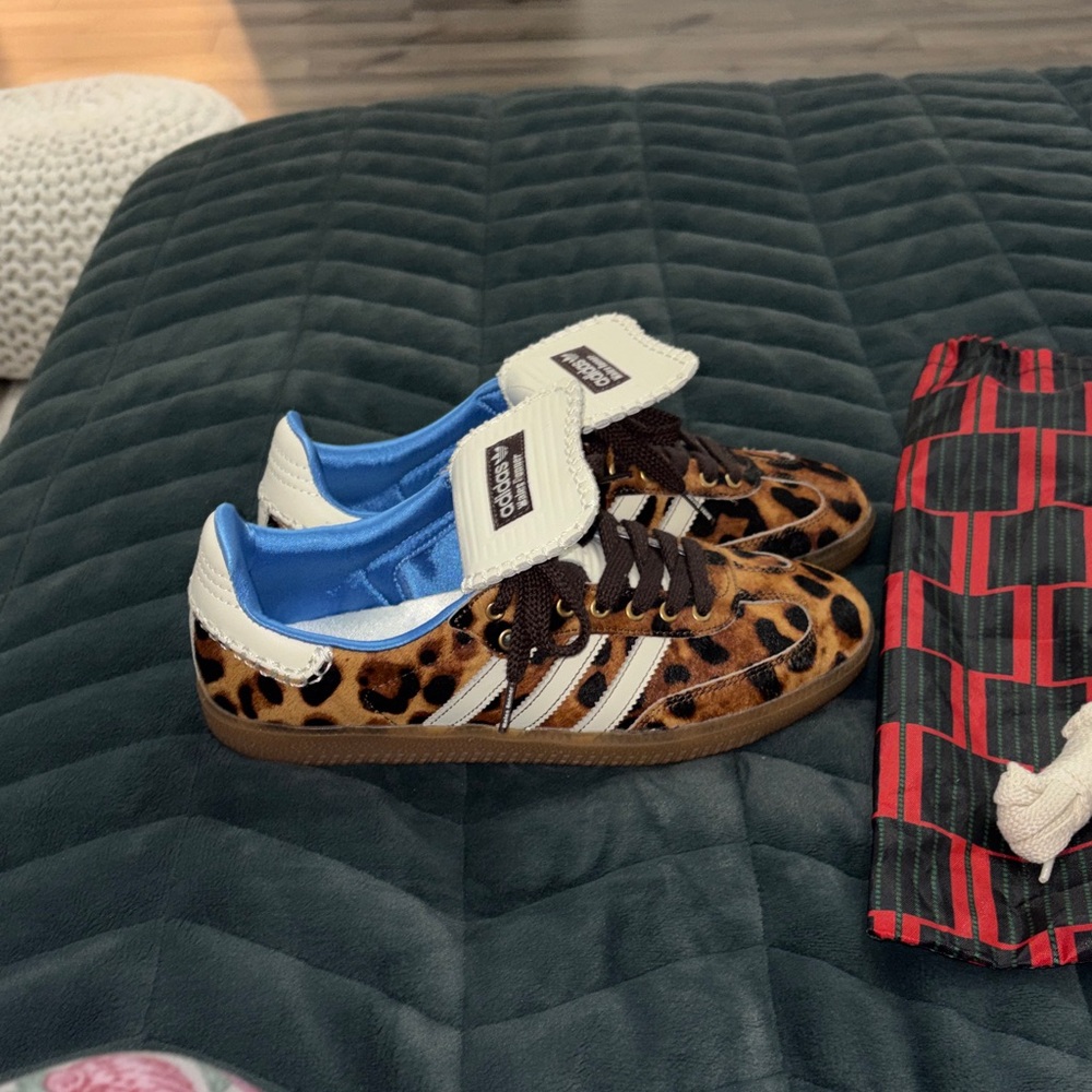 adidas Leopard Print Gazelle Sneakers - Brown/Cream/Blue